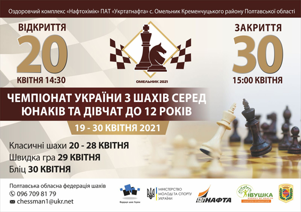 Завершився Чемпіонат України з шахів серед юнаків та дівчат до 12 років